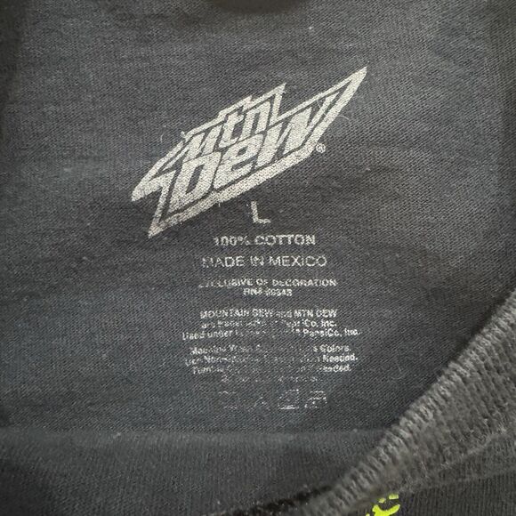 Vintage Y2K Mountain Dew T Shirt Size L Black Mtn  Dew Splash - Picture 3 of 6